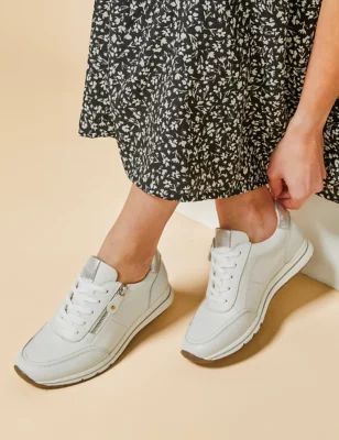 Womens Leather Zip Trainers
