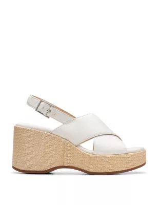 Womens Leather Wedge Sandals