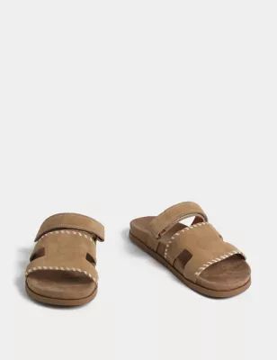 Womens Suede Footbed Sandals
