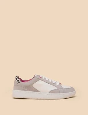 Womens Leather Lace Up Colour Block Trainers