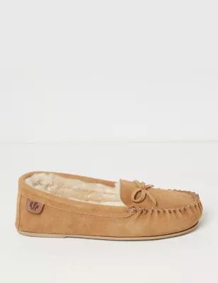 Womens Suede Moccasin Slippers