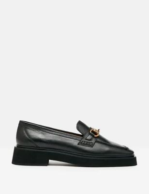 Womens Leather Bar Chunky Loafers