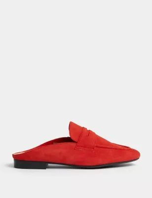 Womens Suede Slip On Flat Mules