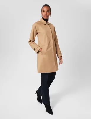 Womens Cotton Rich Collared Trench Coat