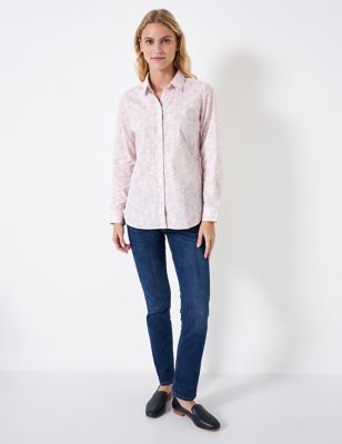 Womens Pure Cotton Ditsy Floral Collared Shirt