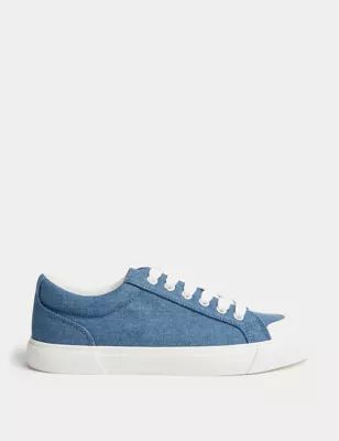Womens Canvas Lace Up Eyelet Detail Trainers