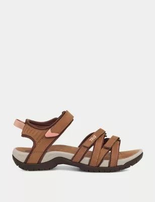 Womens Tirra Leather Ankle Strap Flat Sandals