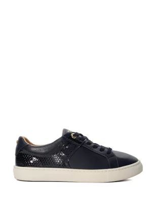Womens Lace Up Mixed Texture Trainers