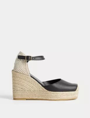 Womens Closed Toe Ankle Strap Wedge Espadrilles