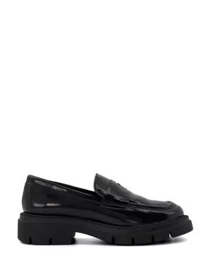 Womens Leather Chunky Flat Loafers