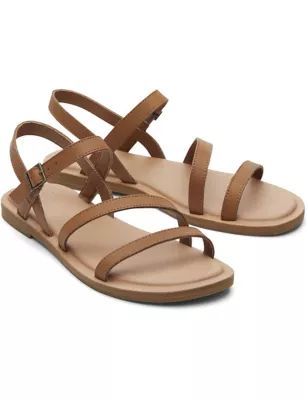 Womens Leather Strappy Flat Sandals