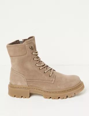 Womens Suede Hiker Ankle Boots