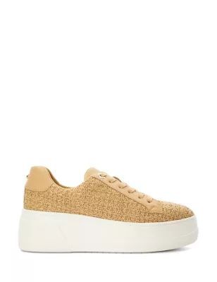 Womens Lace Up Textured Platform Trainers