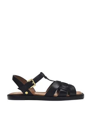 Womens Castaway Cove Leather Buckle Flat Sandals