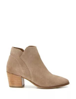Womens Leather Block Heel Ankle Boots