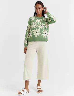 Womens Wool Rich Floral Sweatshirt with Cashmere