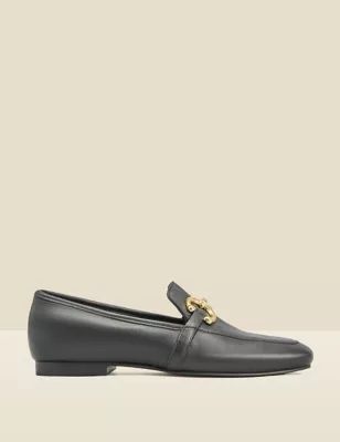 Womens Leather Ring Detail Loafers