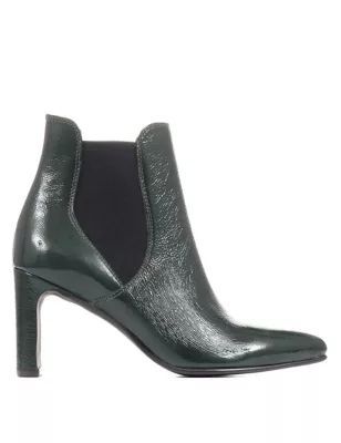 Womens Leather Patent Chelsea Block Heel Boots