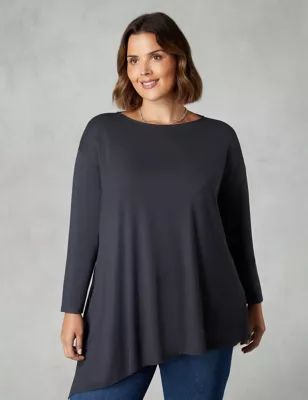 Womens Jersey Slash Neck Relaxed Top
