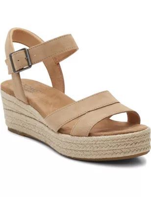 Womens Suede Ankle Strap Wedge Sandals