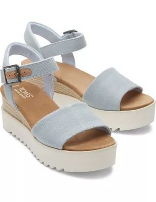 Womens Canvas Buckle Ankle Strap Wedge Espadrilles