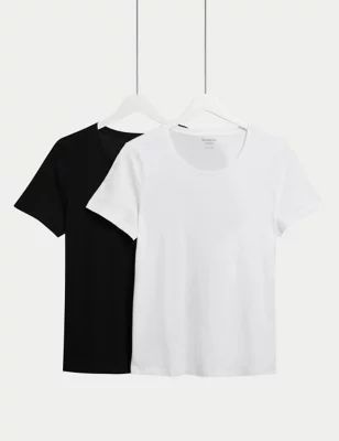 Womens 2pk Pure Cotton T-Shirt