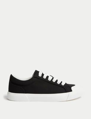 Womens Canvas Lace Up Eyelet Detail Trainers