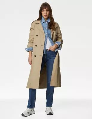 Womens Cotton Rich Longline Trench Coat