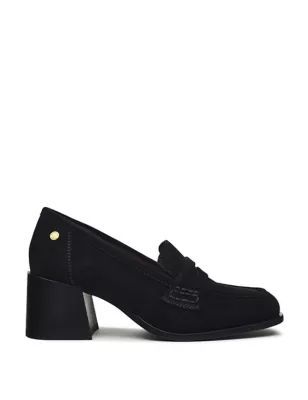 Womens Thistle Suede Block Heel Loafers