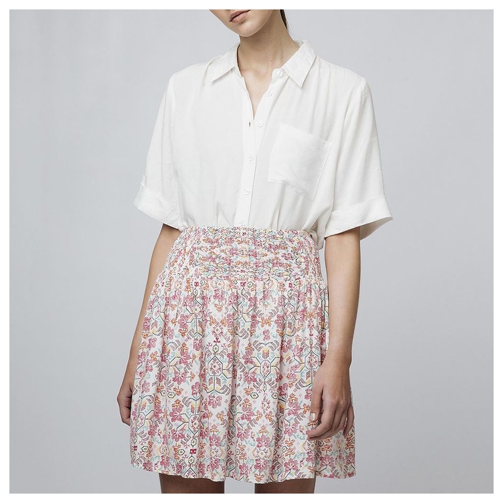 Short Full Floral Skirt with Smocked Waist