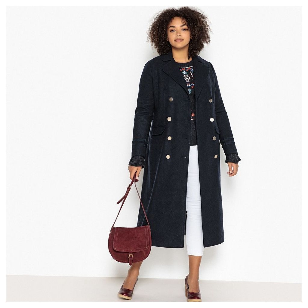 Double-Breasted Military Wool Mix Coat