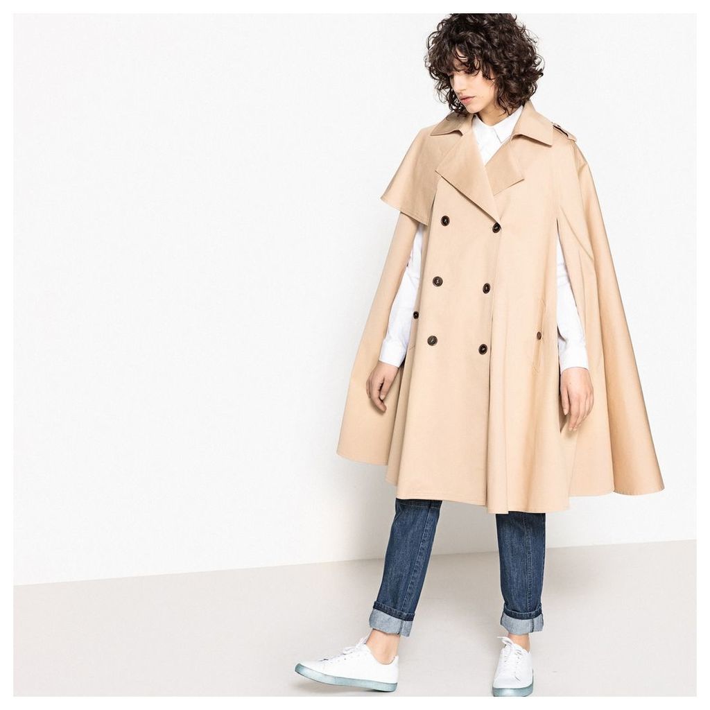 Stretch Cotton Cape with Trench Styling