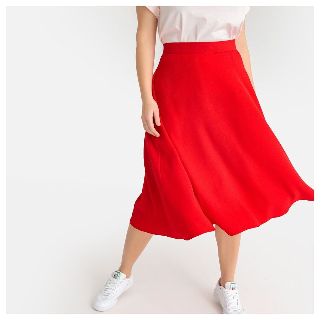 Plain Flared Midi Skirt