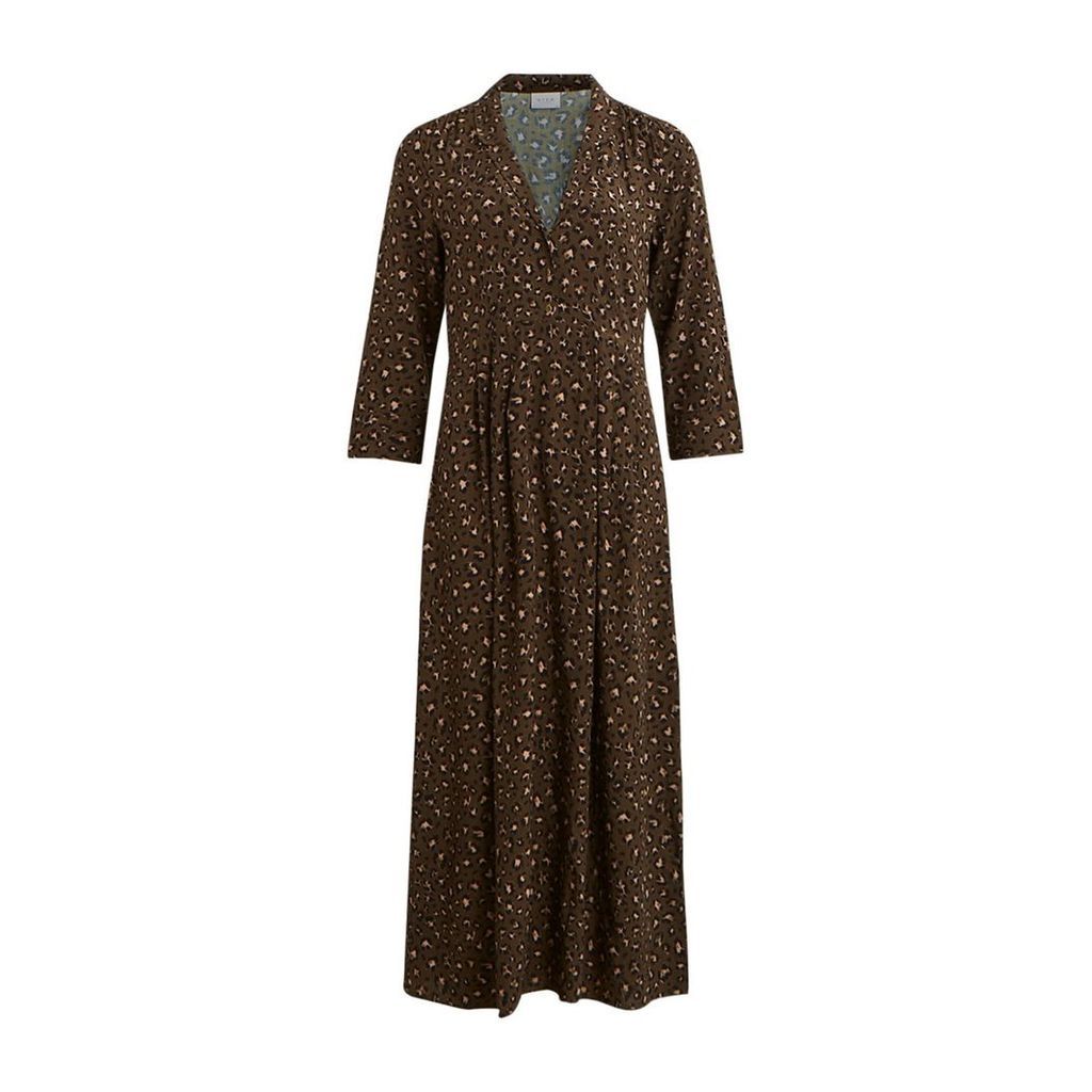 Leopard Print Maxi Dress with Long Sleeves