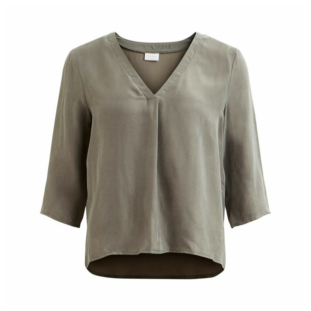 V-Neck Blouse with 3/4-Length Sleeves