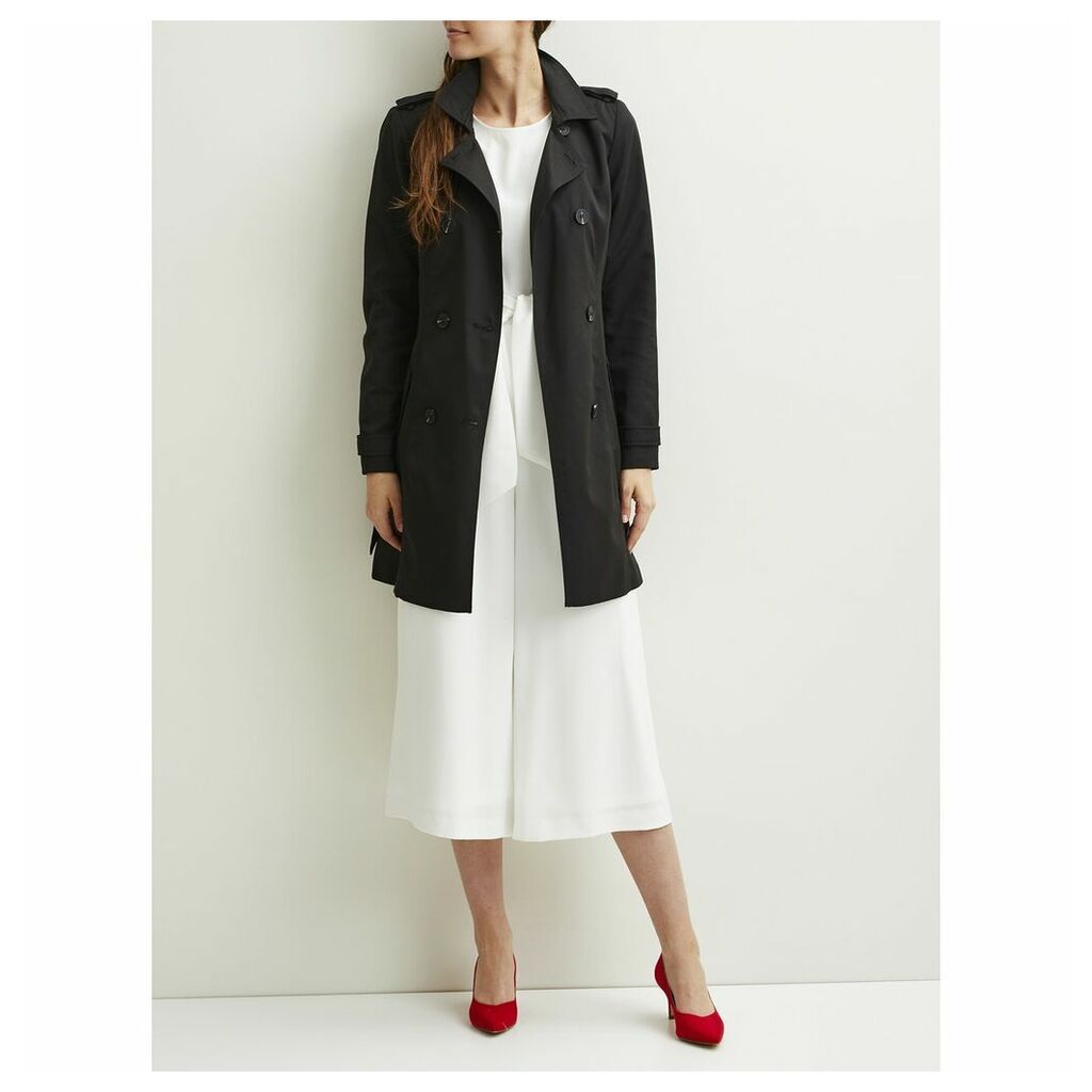 Double-Breasted Trench Coat with Belt and Pockets