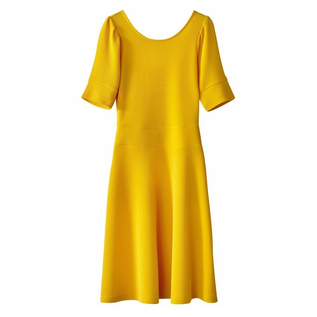 Short-Sleeved A-Line Dress with Scoop Back