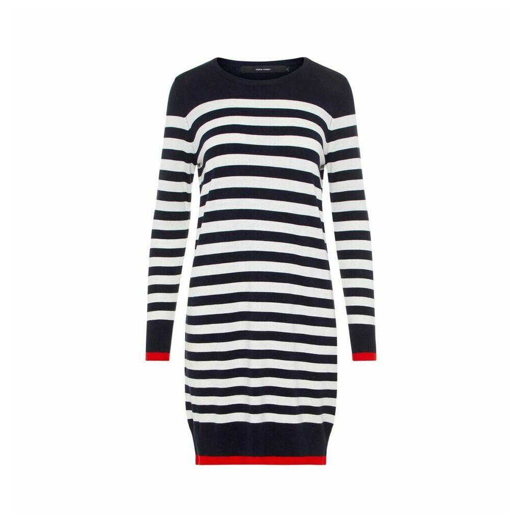 Breton Striped Shift Dress with Long Sleeves