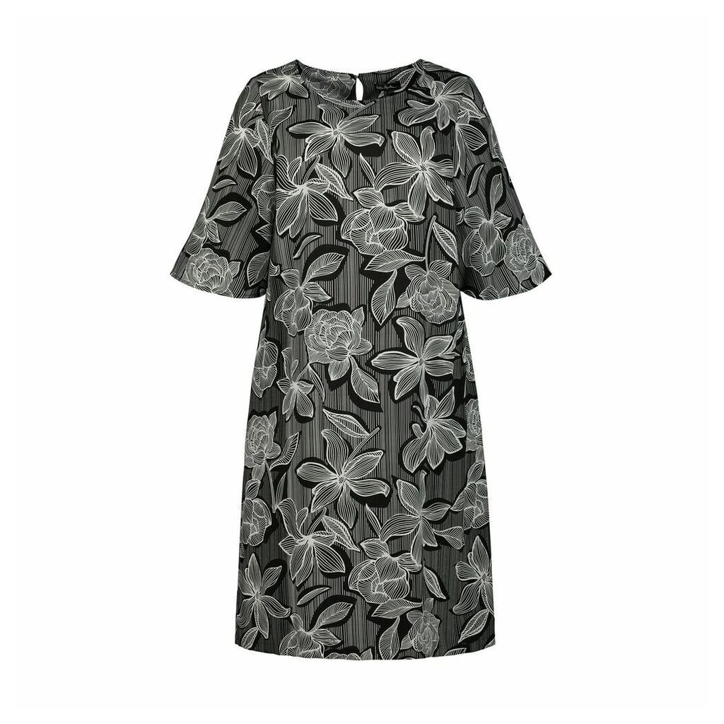Floral Print Shift Dress with Short Sleeves