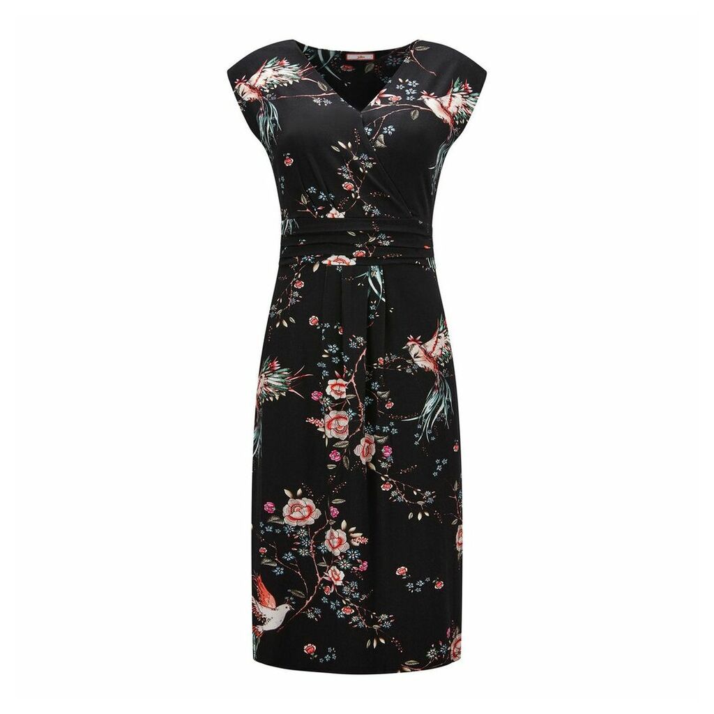 Wrapover Mid-Length Dress in Floral Print