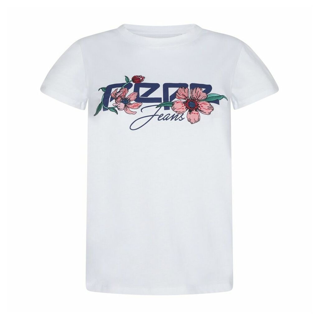 Ailissa Embroidered Cotton T-Shirt with Logo