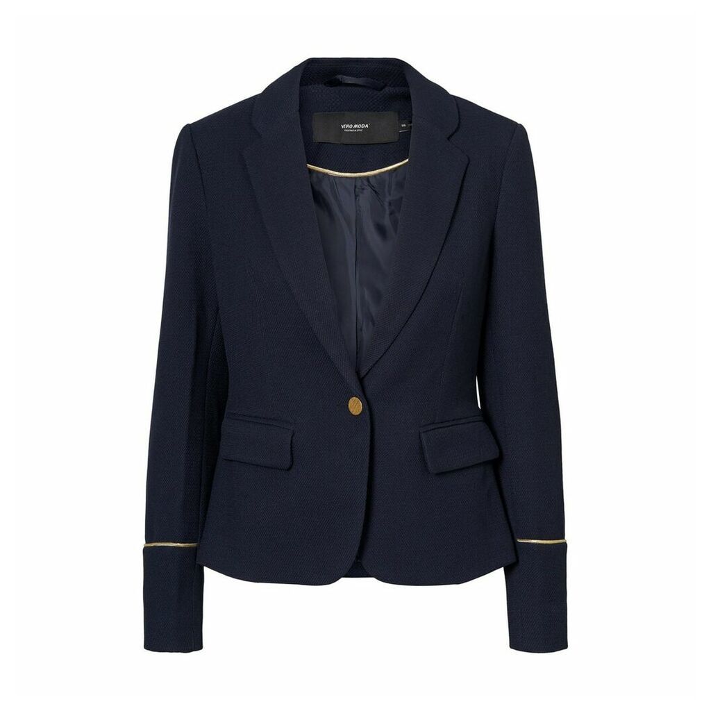 Tailored Collar Blazer with Gold-Coloured Trim