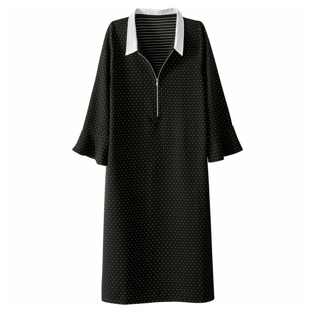 Polka Dot Shirt Dress with Peplum Sleeves