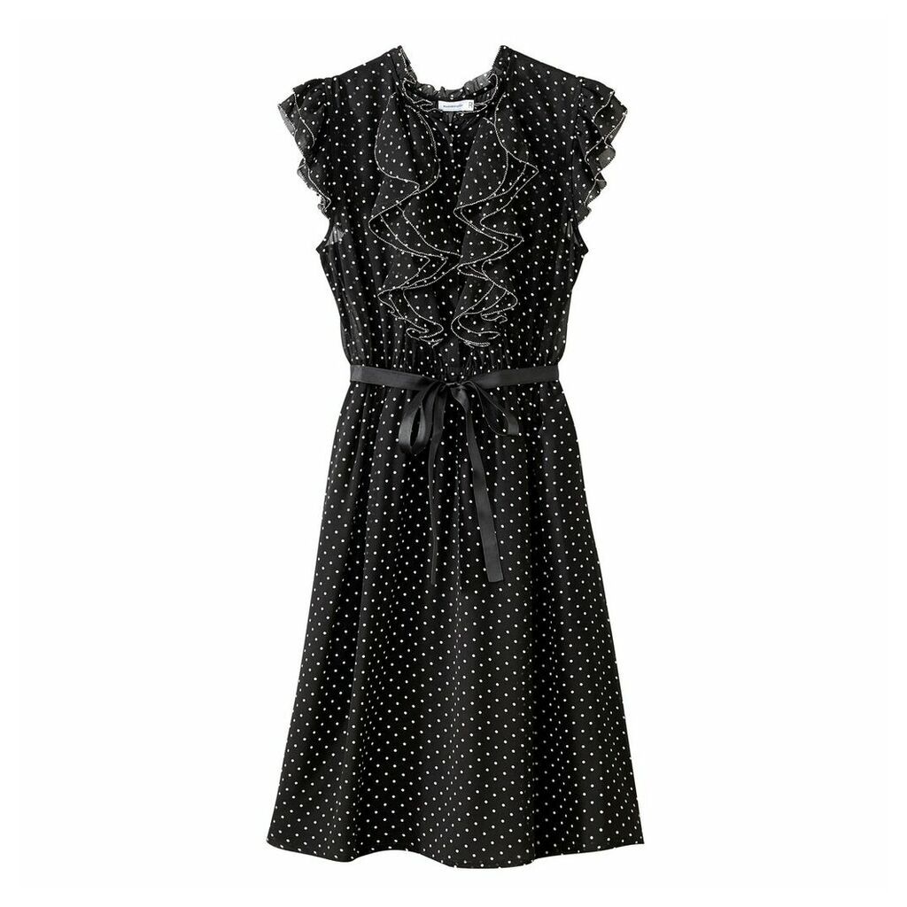 Polka Dot Dress with Ruffles on the Front
