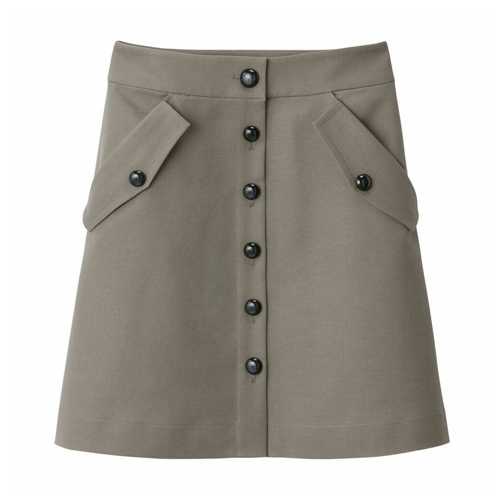 Button-Through A-Line Skirt