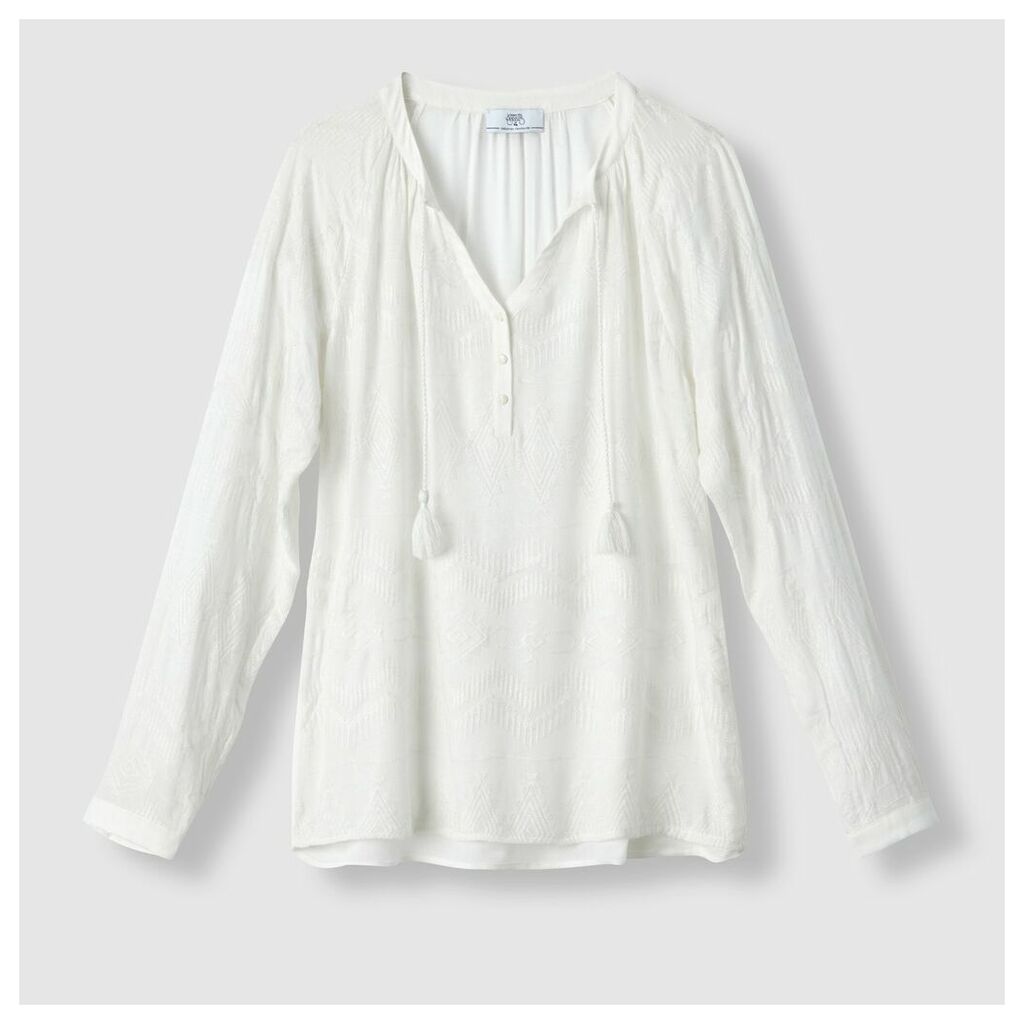 Embroidered Long-Sleeved Blouse