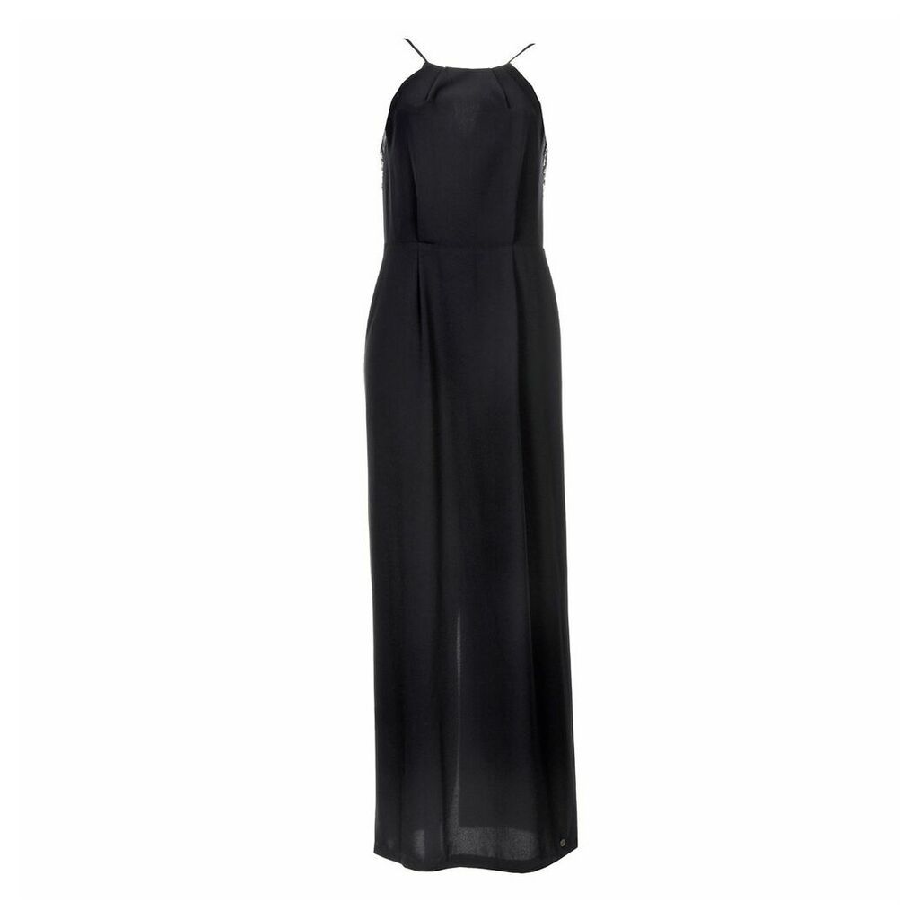 Open-Back Maxi Dress with Shoestring Straps