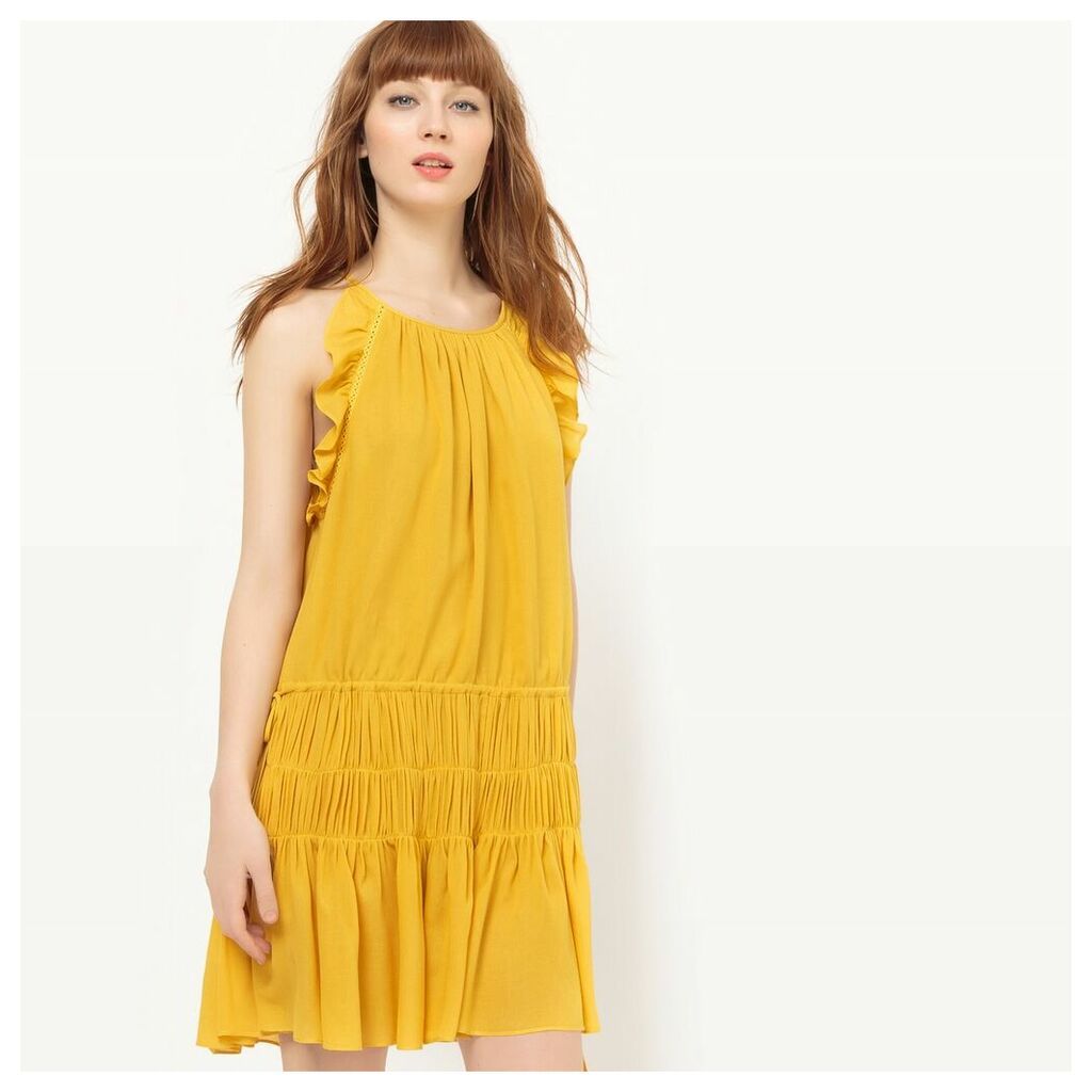 Frilled Dress with Shoestring Straps