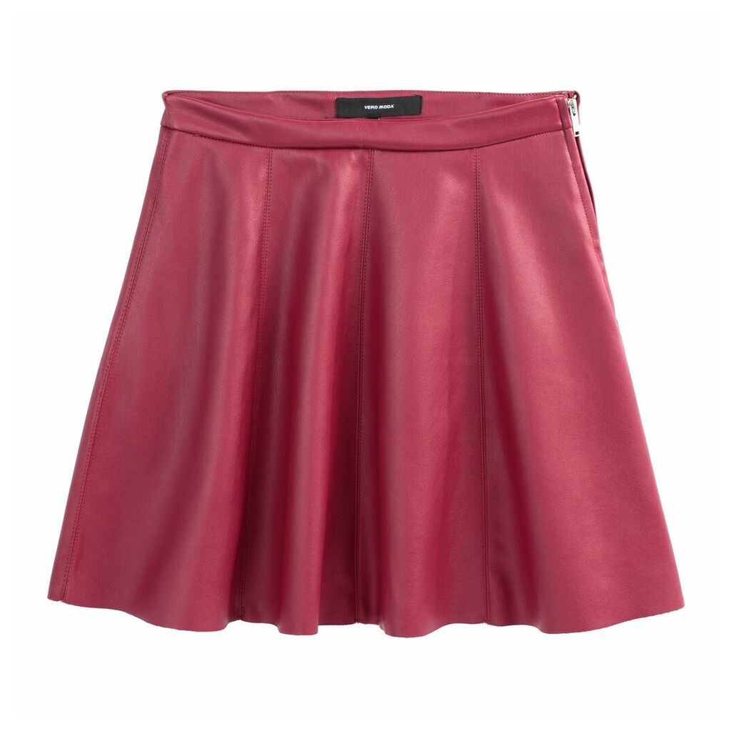Faux Leather Short A-Line Skirt