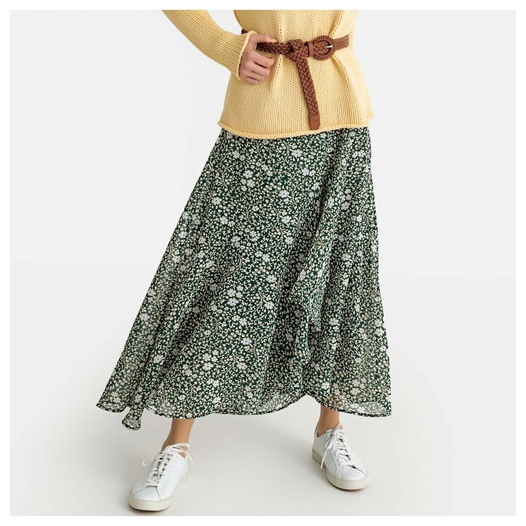 Long Printed Wrapover Skirt